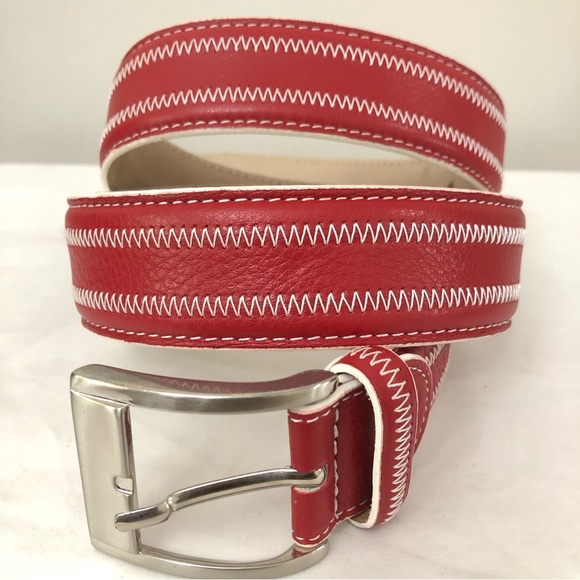 Vintage Sz L Patriotic Country Western Leather Belt - Picture 7 of 14